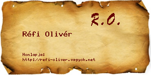 Réfi Olivér névjegykártya
